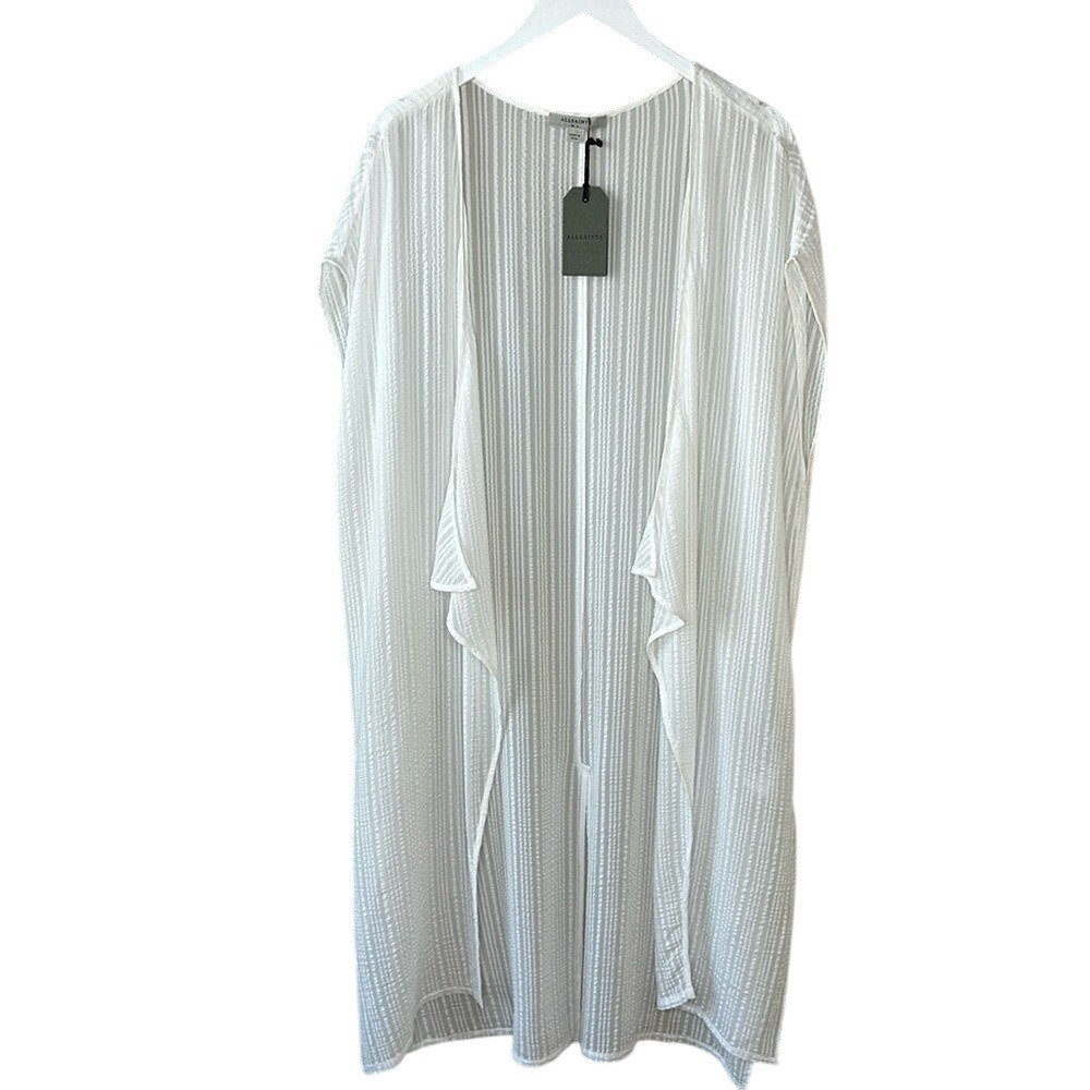 ALLSAINTS Acira Lightweight Sheer White Relaxed Boho Tunic Cover Up Top Size M/L